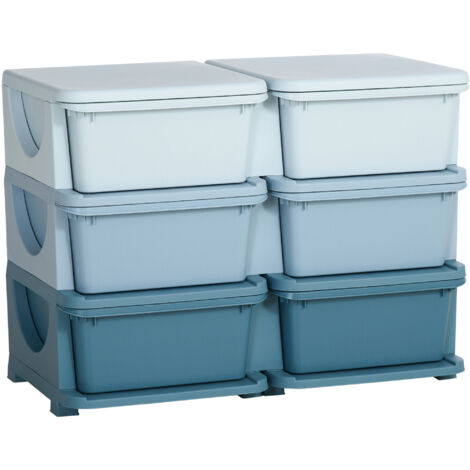Aufbewahrungsbox für Kinder, Kinder-Aufbewahrungsbox, 3 Schubladen, Blau