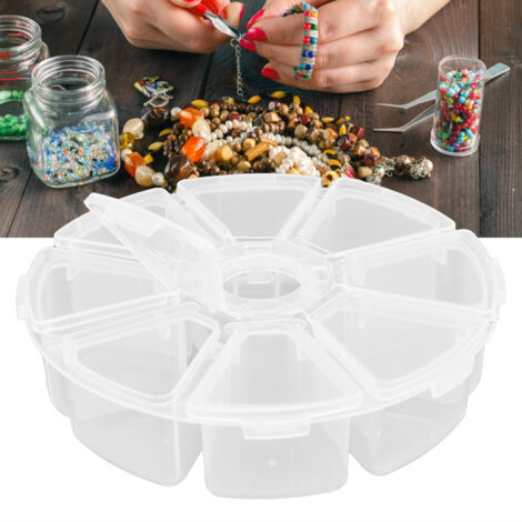 Aufbewahrungsbox für Schmuck und Bastelbedarf – Transparente Box mit mehreren Fächern und separaten Deckeln für Perlen und kleine Accessoires, strapazierfähiger Kunststoff, 10,4 x 10,4 x 2,5 cm