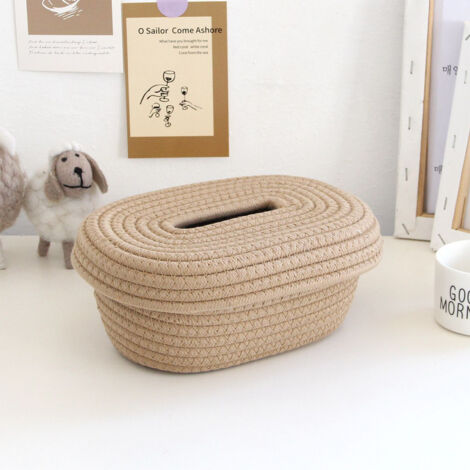 Aufbewahrungsbox für Schreibmaterialien, dekorativer Stoffbezug, Baumwollseil, khakifarbener Deckel, 1