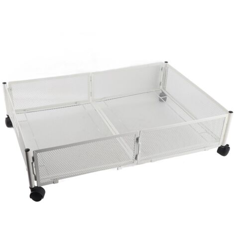 Aufbewahrungsbox für unter das Bett  2-teilig  Metall mit sichtbarem Gittereinsatz  62,6 x 42,3 x 15,8 cm  Rollen und Griff  Multifunktionaler Organizer für Zuhause/Studentenzimmer