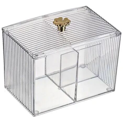 Aufbewahrungsbox für Wattestäbchen im Badezimmer, Acryl-Aufbewahrungsbehälter, quadratischer Behälter für Kosmetik-Wattebällchen, Aufbewahrungsbox für Wattepads, Kosmetik-Wattebox mit zwei Fächern