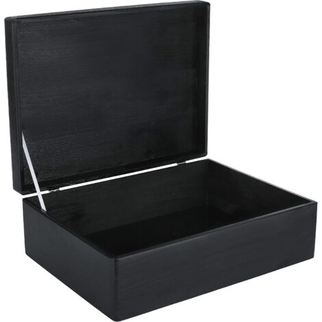 Aufbewahrungsbox Holz mit Deckel 40 x 30 x 14 cm – Schwarz