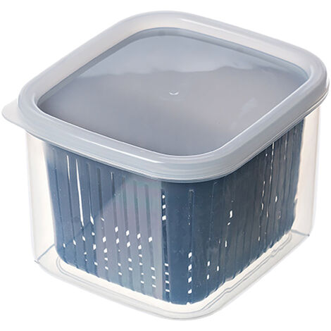 Aufbewahrungsbox mit 2 Fächern für Gemüse, Zwiebeln, Knoblauch und Ingwer – Blauer Küchenorganizer