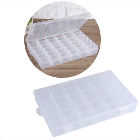 Aufbewahrungsbox mit 36 herausnehmbaren Fächern – Modularer, transparenter Organizer für Schmuck (Ohrringe, Ringe) – Strapazierfähiges PP – Maße: 27,5 x 17,5 x 4,1 cm