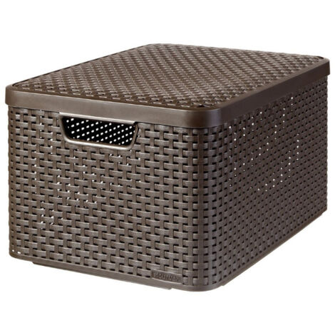 Aufbewahrungsbox mit Deckel, braun, 45 cm