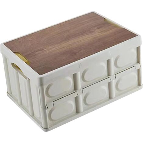 Aufbewahrungsbox mit Deckel Campingschrank Faltbar Plastik Aufbewahrungsbehälter mit Deckel Lagerkisten Auflagenbox als Tischplatte für Outdoor Camping Auto kofferraum - Weiß
