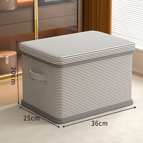 Aufbewahrungsbox mit Deckel, Kleider-Organizer für Schrank, 36 x 25 x 20 cm, faltbarer Stoffkorb für Kleidung, platzsparende Aufbewahrung für Schlafzimmer, Kleiderschrank und Arbeitszimmer