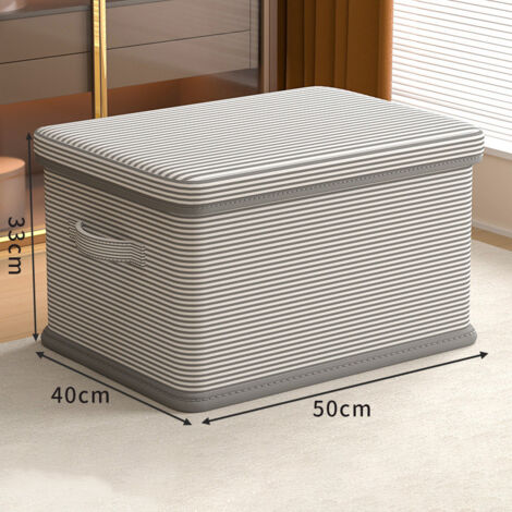 Aufbewahrungsbox mit Deckel, Kleider-Organizer für Schrank, 50 x 40 x 33 cm, faltbarer Stoffkorb für Kleidung, platzsparende Aufbewahrung für Schlafzimmer, Kleiderschrank und Arbeitszimmer