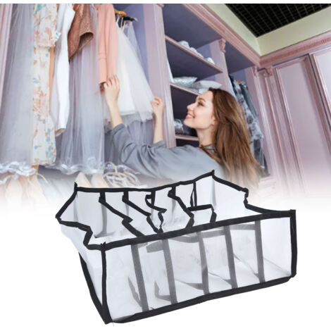 Aufbewahrungsbox mit Nylondeckel für Unterwäsche, T-Shirts, BHs, Socken, 6-Fächer-Schubladeneinteilung, geruchsneutral