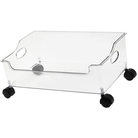 Aufbewahrungsbox mit Rollen, transparenter Kunststoff, Büro-Buchbox, Modell XX-001, großer Mehrzweck-Organizer