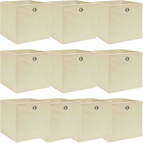 Aufbewahrungsboxen 10 Stk. Creme 32x32x32 cm Stoff