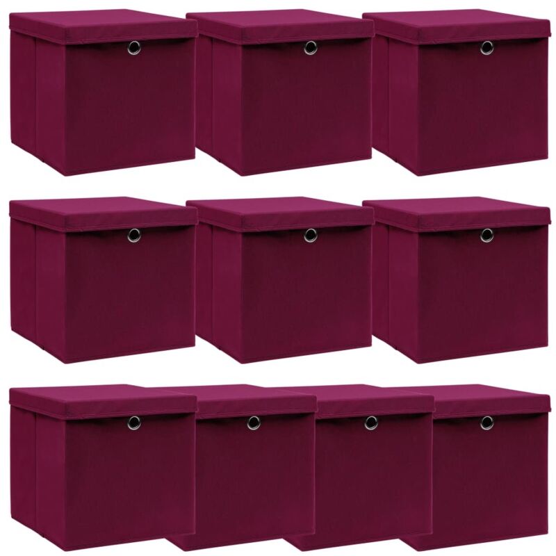 Aufbewahrungsboxen Mit Deckeln 10 Stk. Dunkelrot 32x32x32cm Vidaxl 512204