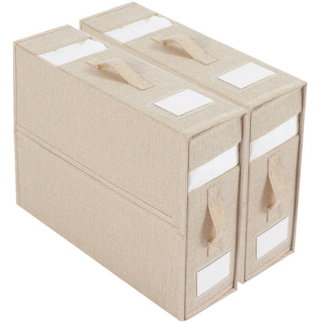 [Aufbewahrungsboxen für Bettwäsche] Ander online (komplettes 2-teiliges Set, beige) Aufbewahrungsboxen für Laken, Bettbezüge und Stoffdecken