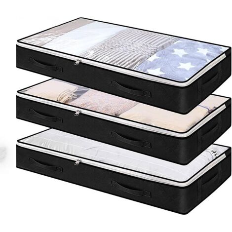 Aufbewahrungsboxen für unter das Bett, 3er-Pack, faltbare Aufbewahrungstaschen für unter das Bett, großes Fassungsvermögen mit verstärkten Griffen, zur Aufbewahrung von Bettdecken, Laken, Kleidung, Sc