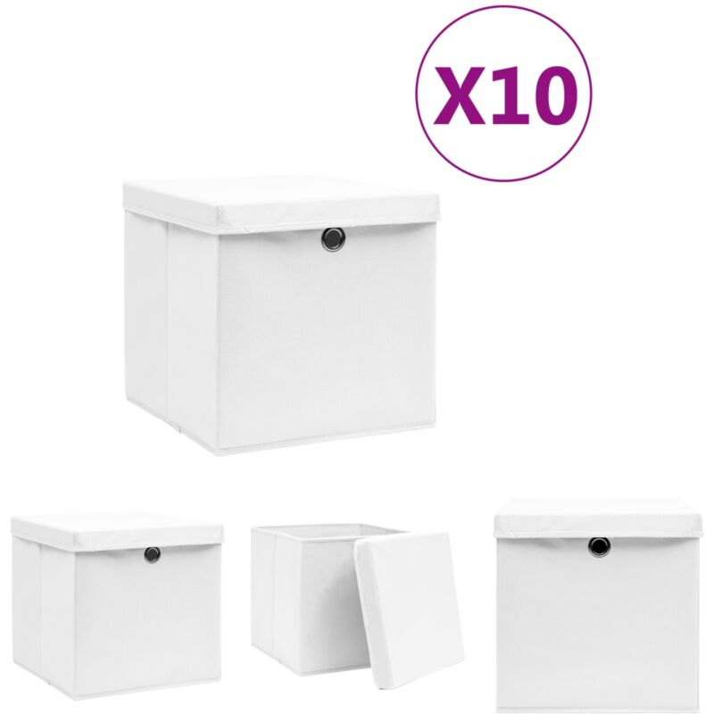 Vidaxl - Aufbewahrungsboxen mit Deckeln 10 Stk. 28x28x28 cm Weiß