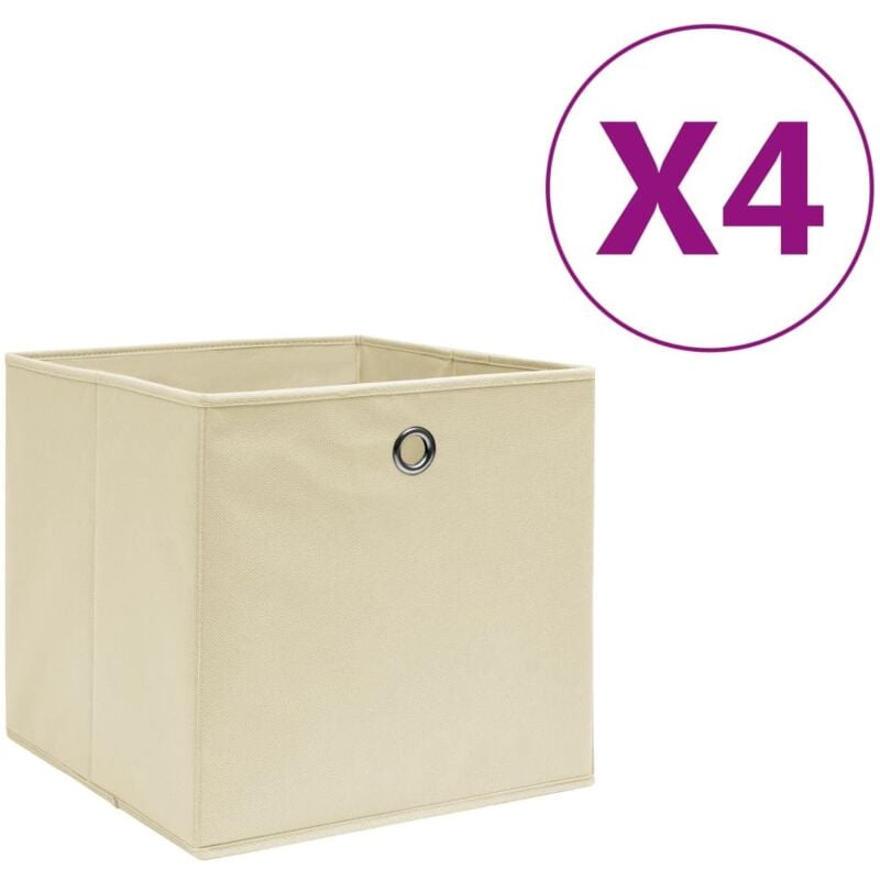 Aufbewahrungsboxen 4 Stk. Vliesstoff 28x28x28 cm Creme Vidaxl