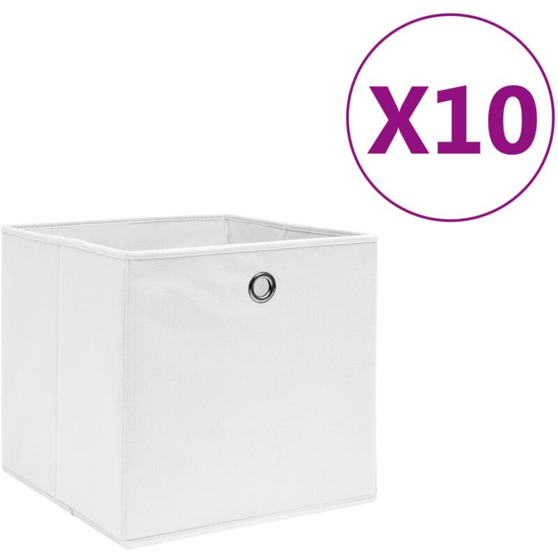 Aufbewahrungsboxen 10 Stk. Vliesstoff 28x28x28 cm Weiß Vidaxl