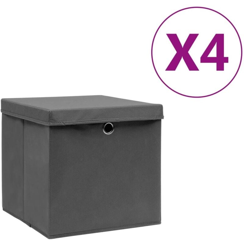 Aufbewahrungsboxen mit Deckeln 4 Stk. 28x28x28 cm Grau Vidaxl