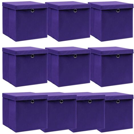 Aufbewahrungsboxen mit Deckeln 10 Stk. Lila 32x32x32 cm Stoff