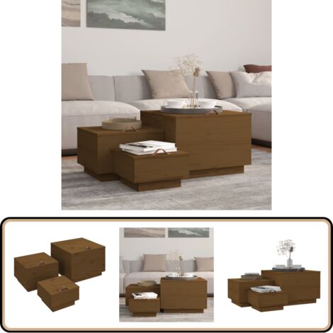 Aufbewahrungsboxen mit Deckeln 3 Stk. Braun Massivholz Kiefer - Holz Aufbewahrungsböxchen - Kiefernholzkisten - Stauraum Organizer - Wohnzimmer Deko - Möbel Set