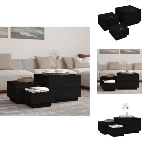 Aufbewahrungsboxen mit Deckeln 3 Stk. Schwarz Massivholz Kiefer - Holz Aufbewahrung - Kiefernholzkisten - Stauraum Organizer - Wohnzimmer Deko - Möbel Schwarz