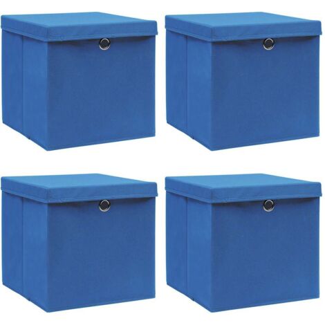Aufbewahrungsboxen mit Deckeln 4 Stk. Blau 32x32x32 cm Stoff