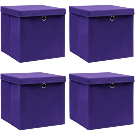 Aufbewahrungsboxen mit Deckeln 4 Stk. Lila 32x32x32 cm Stoff
