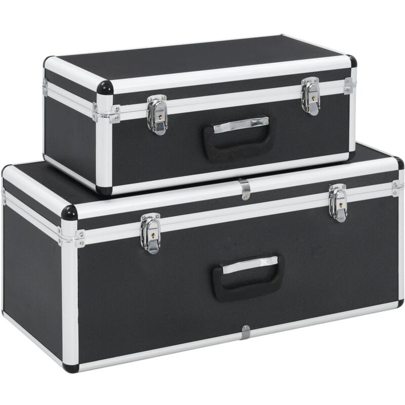 Aufbewahrungskoffer 2 Stk. Schwarz Aluminium - Vidaxl