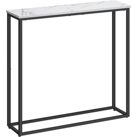 Aufbewahrungskonsole, 75 cm, schmaler Konsolentisch, Beistelltisch, Eingangstisch, für Flur, Wohnzimmer, Schlafzimmer, Diele, Treppenhaus, weißer Marmor
