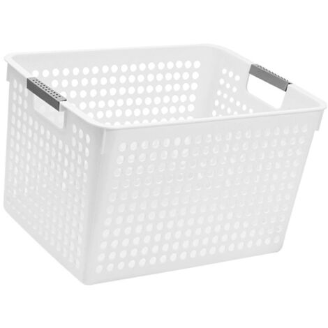 Aufbewahrungskorb aus Kunststoff mit Griffen – Multifunktionale Aufbewahrungsbox für Küche, Büro und Kinderzimmer – 30,5 x 21,5 x 17,5 cm