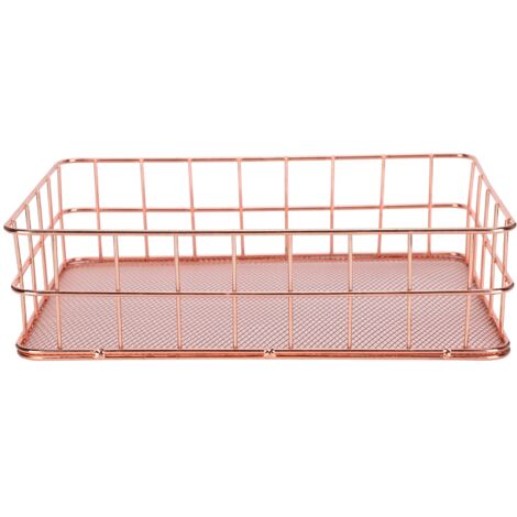 Aufbewahrungskorb aus roségoldenem Metall für Büro und Zuhause – Kabel- und Zubehör-Organizer