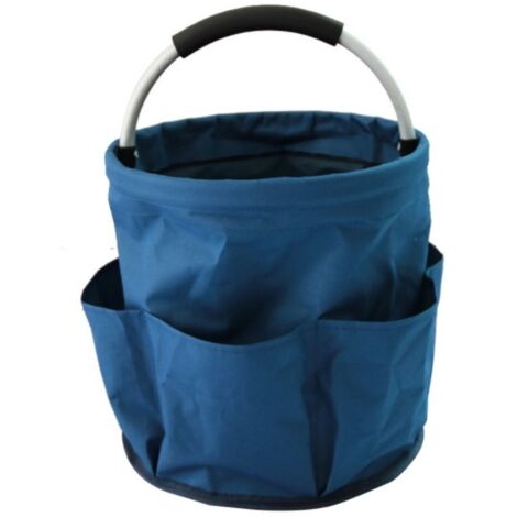 Aufbewahrungskorb für Reinigungsmittel, 6 Fächer, faltbar mit Tragegriff, Polyester, 28x28 cm (blau)