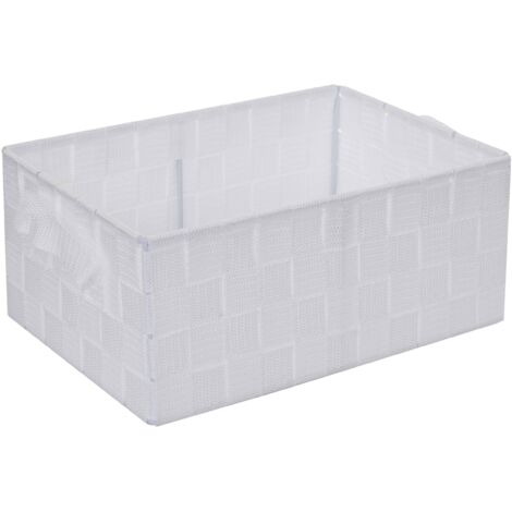 Aufbewahrungskorb HHG-256, Dekokorb Korb Körbchen Aufbewahrung Regalkorb Deko 12x28x20cm weiß
