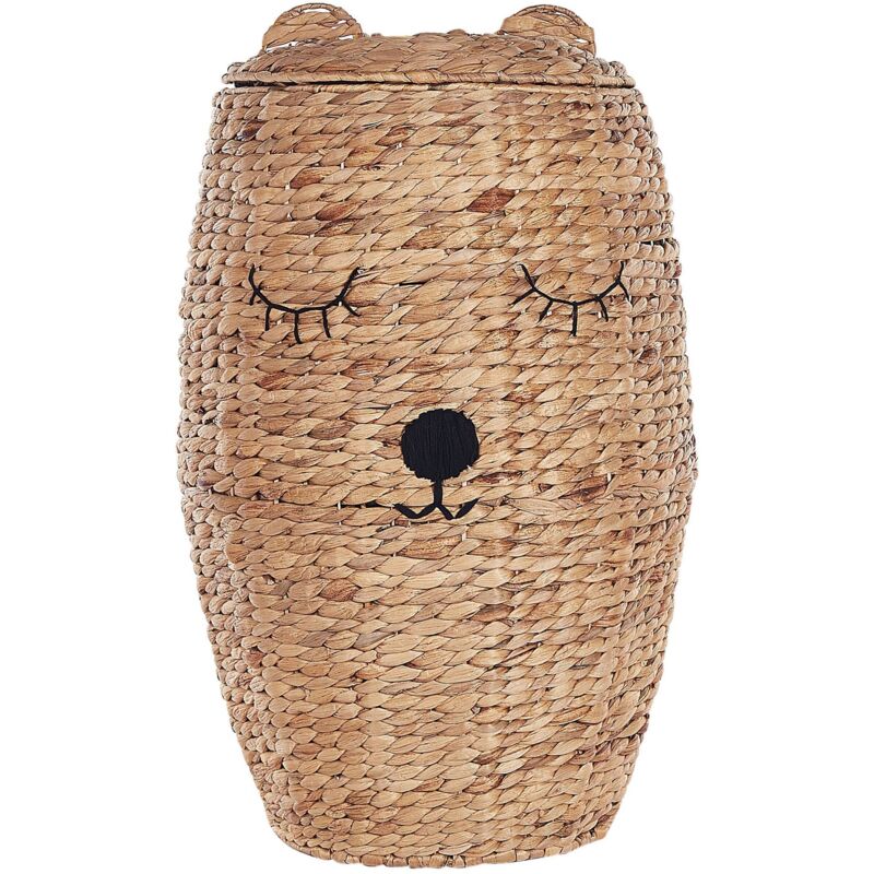 Beliani Kinder Aufbewahrungskorb Teddybär Sambur Geflecht Naturfarben