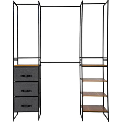 Aufbewahrungsmodul: 3 Schubladen, 4 Ablagen, Stangen, 180x47x198 cm - 5five Simple Smart