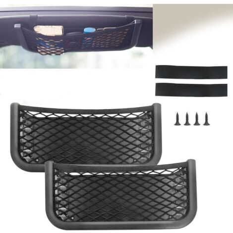 Aufbewahrungsnetz fürs Auto – 2 Stück universelle, multifunktionale, selbstklebende Netzbeutel für Autos, Wohnwagen und Haushalte, Schwarz