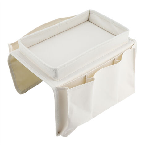 Aufbewahrungstasche für Fernbedienung mit Getränkehalter zum Aufhängen an der Sofaarmlehne (Beige)