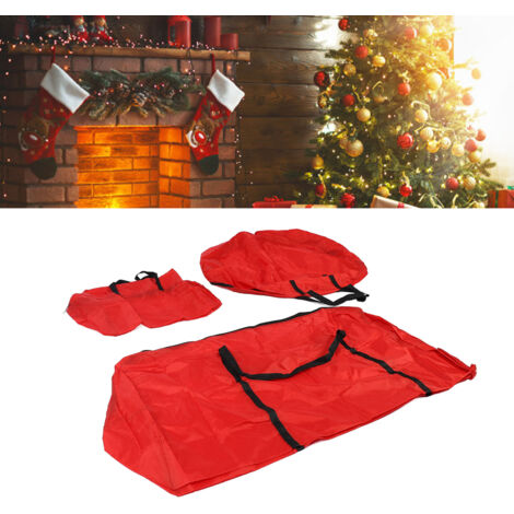 Aufbewahrungstaschen-Set für künstliche Weihnachtsbäume, großes Fassungsvermögen, wasserdichtes Oxford-Gewebe für 2,3 m hohe Weihnachtsbäume (3 Taschen, Rot)