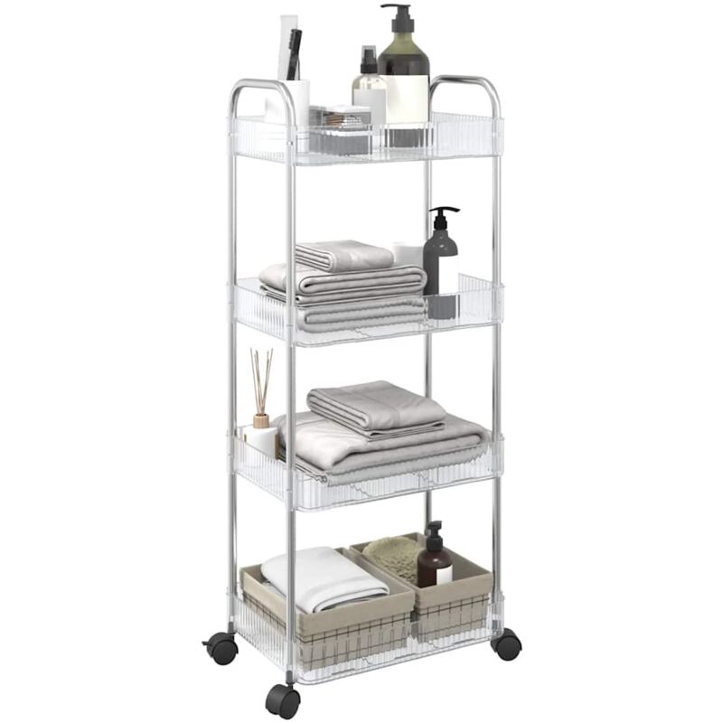 Aufbewahrungswagen 4 Etagen Transparent 37x28x95 Cm Acryl Vidaxl