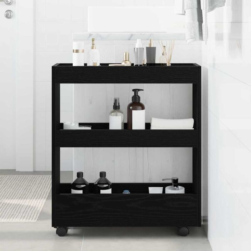 Schmaler Aufbewahrungswagen Schwarze Eiche 60 X 18 X 70 Cm Vidaxl