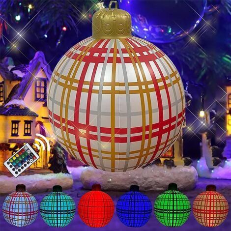 Aufblasbare 60 cm Weihnachtsbaumkugel, leuchtend mit Fernbedienung und LED-Beleuchtung, ideal für die Außendekoration Ihres Gartens.