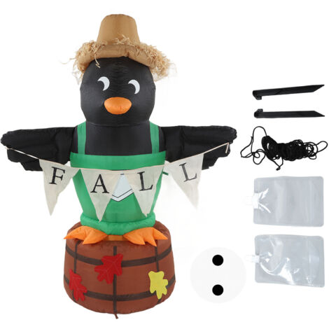 Aufblasbare LED-beleuchtete Pinguin-Vogelscheuche für Garten- und Partydekorationen, 220–240 V, europäischer Stecker