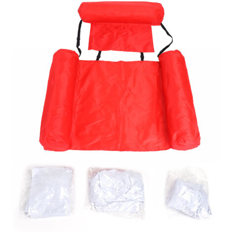 Aufblasbare PVC-Schwimmhängematte für Pool und Meer mit Zubehör, tragbare rote Hängematte 67 x 61 x 57,5 cm