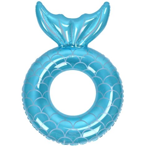 Aufblasbare Schwimmboje in Fischschwanzform für Erwachsene, Pool-Schwimmhilfe für Strandurlaube in Blau