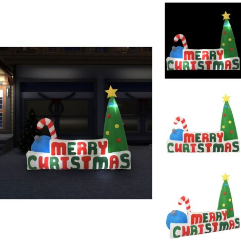 Aufblasbare Weihnachtsdekoration LED Merry Christmas 240x188 cm - Weihnachtsdeko - Aufblasbarer Weihnachtsbaum - Weihnachtsbeleuchtung - Outdoor Beleuchtung - Indoor Beleuchtung
