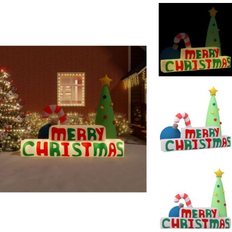 Aufblasbare Weihnachtsdekoration Merry Christmas mit LEDs 197cm - Weihnachtsdeko - Outdoor Beleuchtung - Lichterkette - Weihnachtsbaumschmuck - Winterdekoration