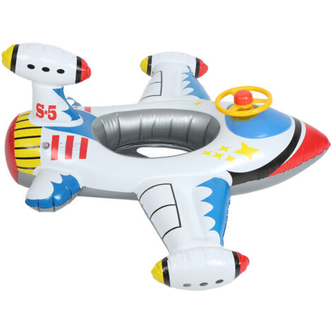 Aufblasbarer Flugzeug-Schwimmring für Kinder mit Steuerrad, schwimmender Sitz für Pool und Strand