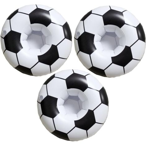 Aufblasbarer Fußball-Bechersitz, aufblasbare Wasseruntersetzer, schwimmender Getränkebecherhalter, aufblasbare Getränkeuntersetzer aus PVC, 22 x 8 cm, 3 Stück