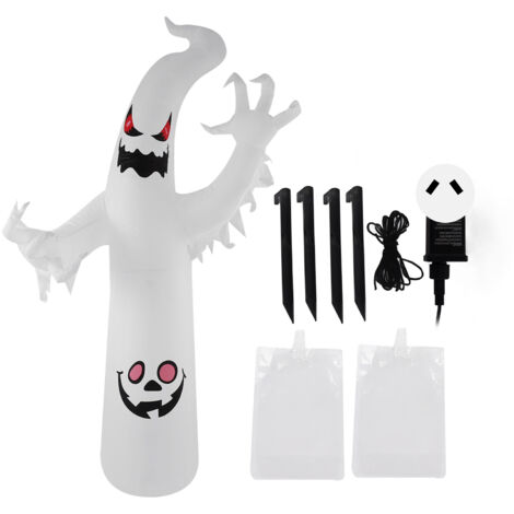 Aufblasbarer Halloween-Geist (2,4 m) mit bunten LED-Lichtern – Gartendekoration, wasserdicht (IP44), 100–240 V (australischer Stecker)