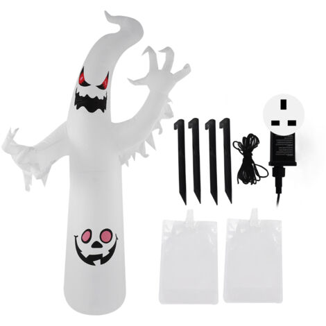 Aufblasbarer Halloween-Geist (2,4 m) mit bunten LED-Lichtern, wasserdicht (IP44), 220–240 V, UK-Stecker